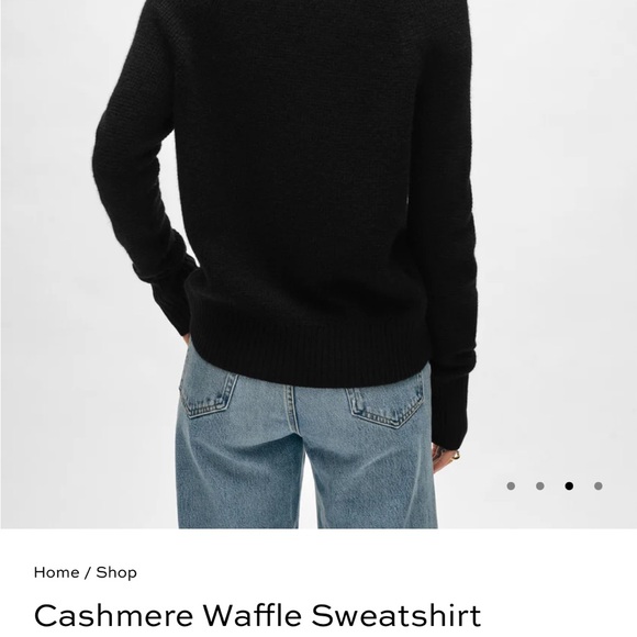 White and Warren Waffle Cashmere sweater in black sz small. Brand new - Picture 4 of 4